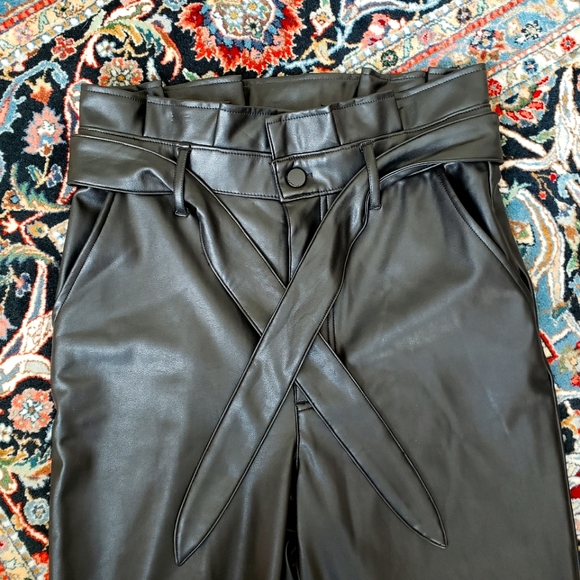 Abercrombie & Fitch Pants - ❤ ABERCROMBIE & FITCH | Paperbag Belted High-Waisted Vegan Leather Ankle Pants